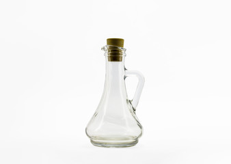 Empty oil glass bottle on isolated white background.Can be use for your design.High resolution photo.