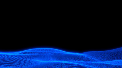 Glowing futuristic technology blue terrain over black background - illustrator graphic technology background concept