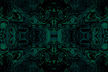 Minimalistic 3d abstract background snake skin dark green animal faces, masks, kaleidoscope, psychology test. For cards, decor and decoration