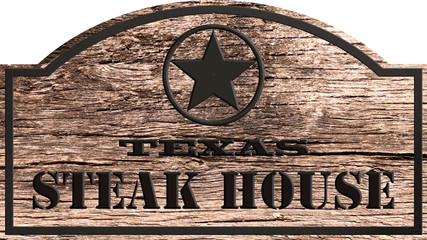 Holztafel Texas Steak House und Stern