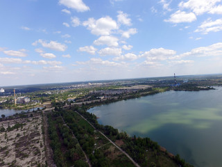 Aerial view of the saburb landscape (drone image).  Near Kiev