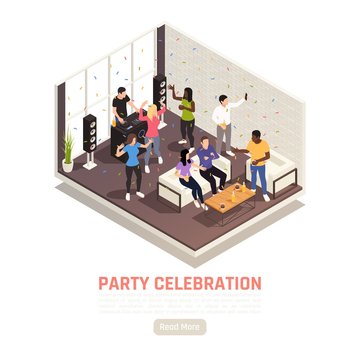 Home Party Isometric Background