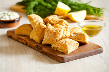 Small Homemade Greek Cheese Pies With Herbs © mpephotos