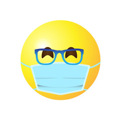 Smiley in a medical mask and glasses