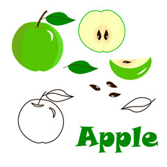 Apples set on white background. Vegetarian healthy food. 