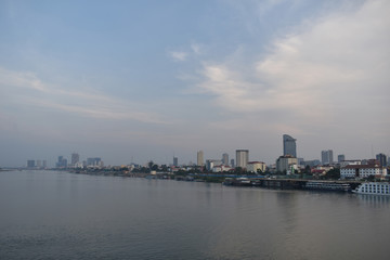 Evening view Phnom Penh, Cambodia.