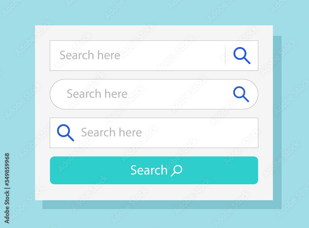 Aufkleber Search bar web fields vector design, illustrated set of ui search box form and button with magnifier interface modern element isolated image