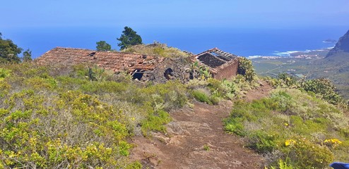 Ruin in front of coastline