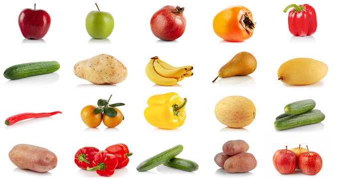 set of images of fruits and vegetables.
