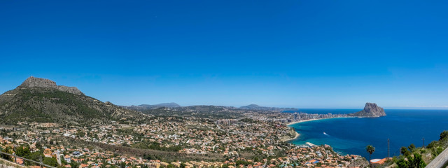 Naklejka premium Beaches of Calpe and natural park of Penyal d'Ifac on background, Spain