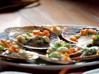 Tasty sea food on a Dish from the chef.