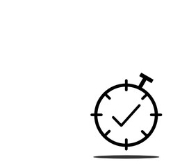Check mark on clock, real time protection outline icon,