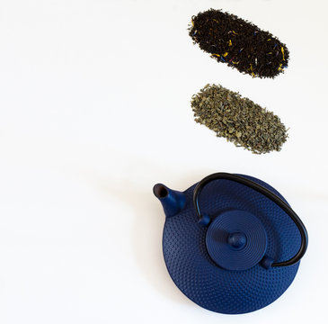 th&eacute;i&egrave;re japonaise bleue et deux sortes de th&eacute;