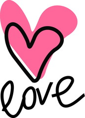  Decorative absctract drawing heart with love inscription