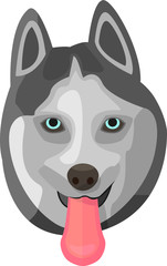 Husky dog or wolf with tongue out cartoon cute design vector