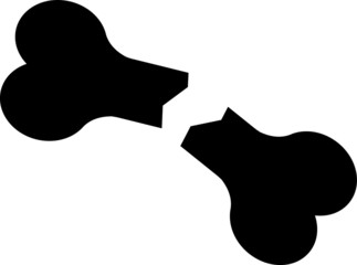 Broken in half bone vector icon, pet dog, forensics icon