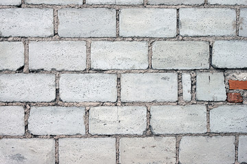 Cinder block wall texture, surface, material, background. Cinder block masonry.