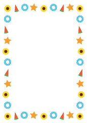 夏イラストのフレーム　ライン　Summer frame