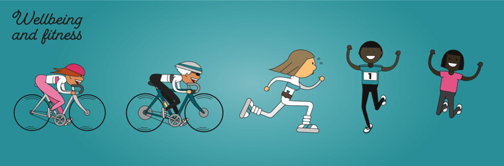 Wellbeing and fitness illustrations