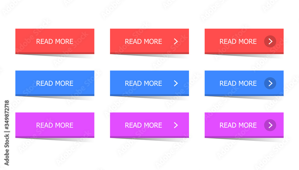 Poster mobileread more colorful modern 3d button set. flat line trendy button collection. vector web elemen