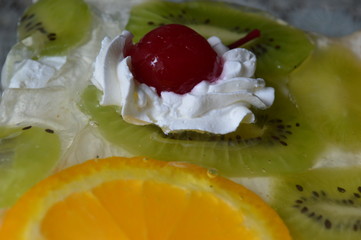 fruit and cherry with cream