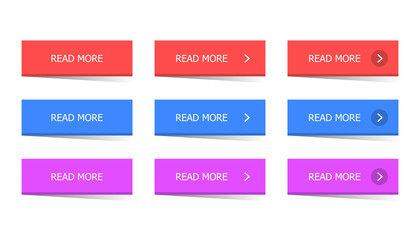 MobileRead More colorful modern 3d button set. Flat line trendy button collection. Vector web element.
