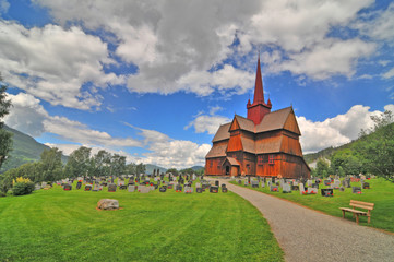 Fototapeta na wymiar Ringebu Stave Church at the village of Ringebu in Ringebu municipality Norway.
