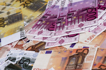 Cash paper money euro bills. Euro currency money.background of lots mixed euro bills.Business concept.