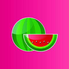 Illustration of Watermelon in Flat design.