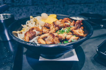 fried pork rice and vegetables