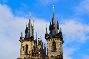 Fototapeta na wymiar Prague. Beautiful buildings on the streets of the Czech Republic. 