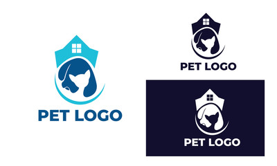 cute cat and dog Logo can also for pet logo, home pet, pet shop, dog care, cat care, cat lover, veterinary in design with full color, black and white color,eps 10 vector