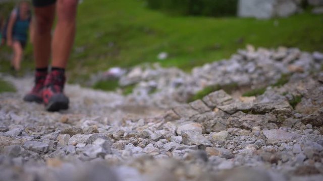 Hiking in the Alps Gravel Low Angle Detail Shot