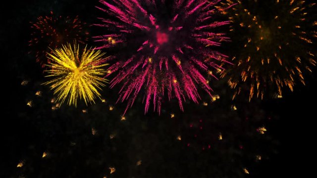 Colourful Firework Bursting On Black Background, 4K Video