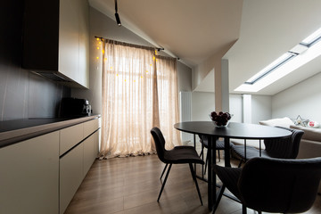 Uzhhorod, Ukraine, 03/05/2019. The interior of the apartment is furnished.