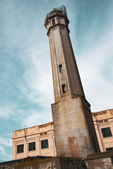 Tower on Alcatraz island, prison. San Francisco
