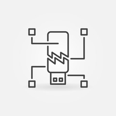 Corrupted USB Flash Drive vector icon or symbol in linear style