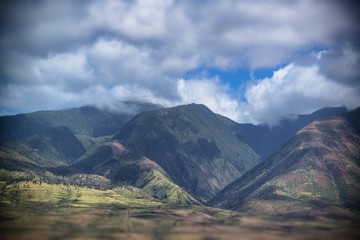 Mountain landscape with clouds, Maui, Hawaii