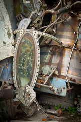 Broken aircraft parts from downed, crashed American planes, from Vietnam war