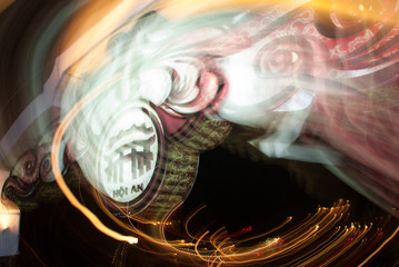 Hoi an bridge sign, Vietnam. Long exposure light trails