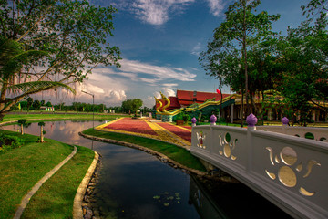 Background of Wat Pa Charoen Rat, Pathum Thani Province Dharma Practice Center 13, Buddhist people come to make merit, Khlong 11 (Sai Klang), Bueng Thonglang Subdistrict Lam Luk Ka District, Thailand