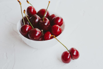 Obraz na płótnie Canvas Fresh cherries. Cherry on white background. Healthy food concept.