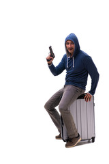 Young male bandit isolated on white