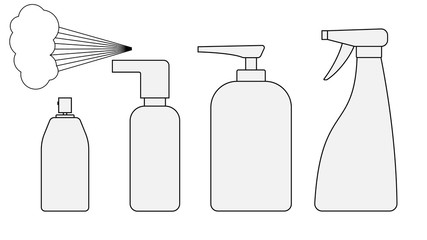 Spraying an antibacterial disinfectant. A disinfectant for the prevention of colds, viruses, coronaviruses, flu. Spray. Flat design.