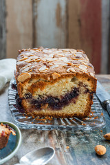 Cherry and almond marble cake