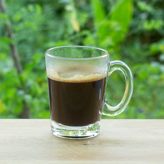 Thai Black  Coffee on  Wooden Bar