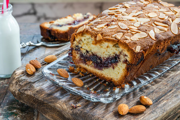 Cherry and almond marble cake