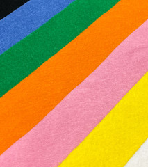 Coloured strips of felt material used for craft work