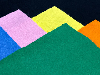 Coloured strips of felt material used for craft work