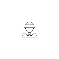 Man wearing a virtual reality headset. Line icon design for innovative tech concept.